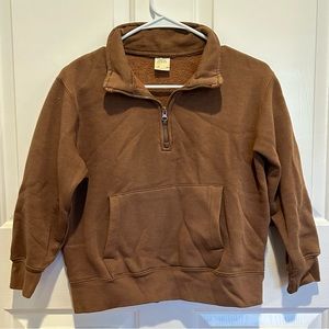 Zara kids brown ribbed collar sweatshirt